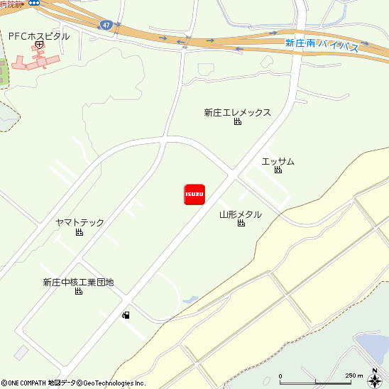 山形いすゞ自動車株式会社・新庄営業所付近の地図